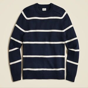 J Crew heritage cotton crewneck sweater Medium Navy/white